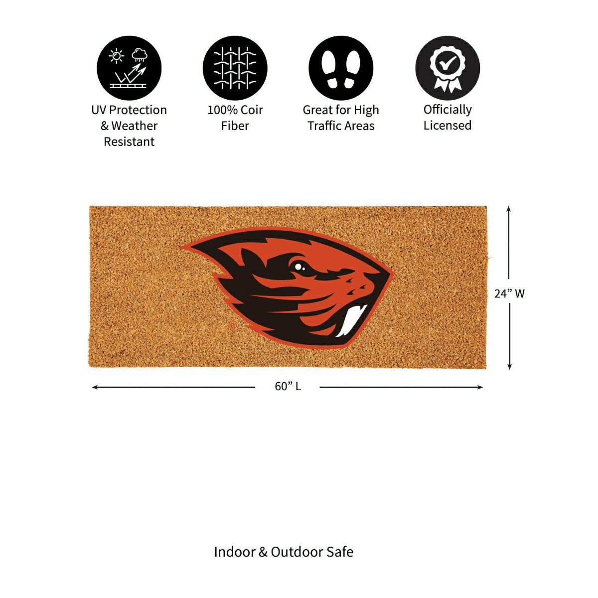 Oregon State University Extra Large Full Color Coir Mat, 60"x24", Collegiate