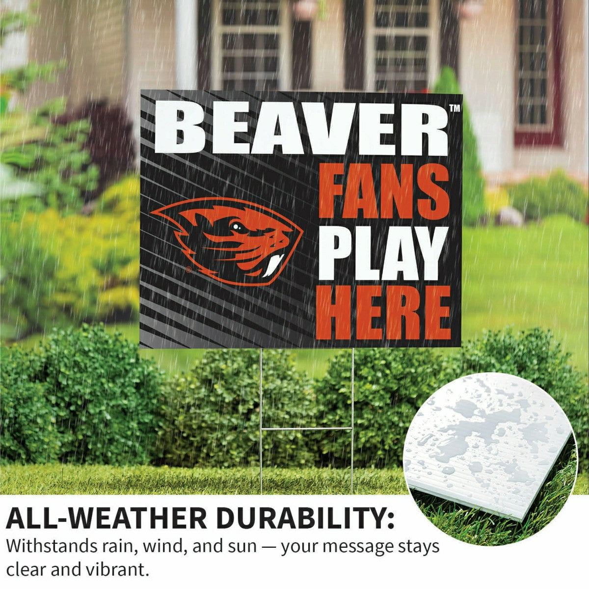 Oregon State University Coroplast Yard Sign "Fans Play Here", Collegiate, Home