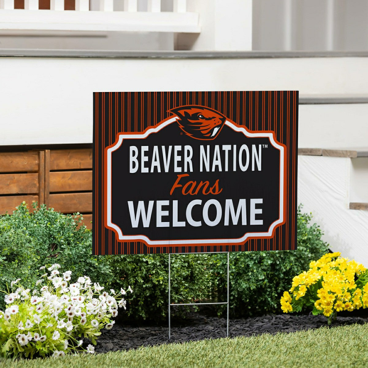 Oregon State University Coroplast Yard Sign, "Fans Welcome", Collegiate, Home