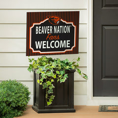 Oregon State University Coroplast Yard Sign, "Fans Welcome", Collegiate, Home