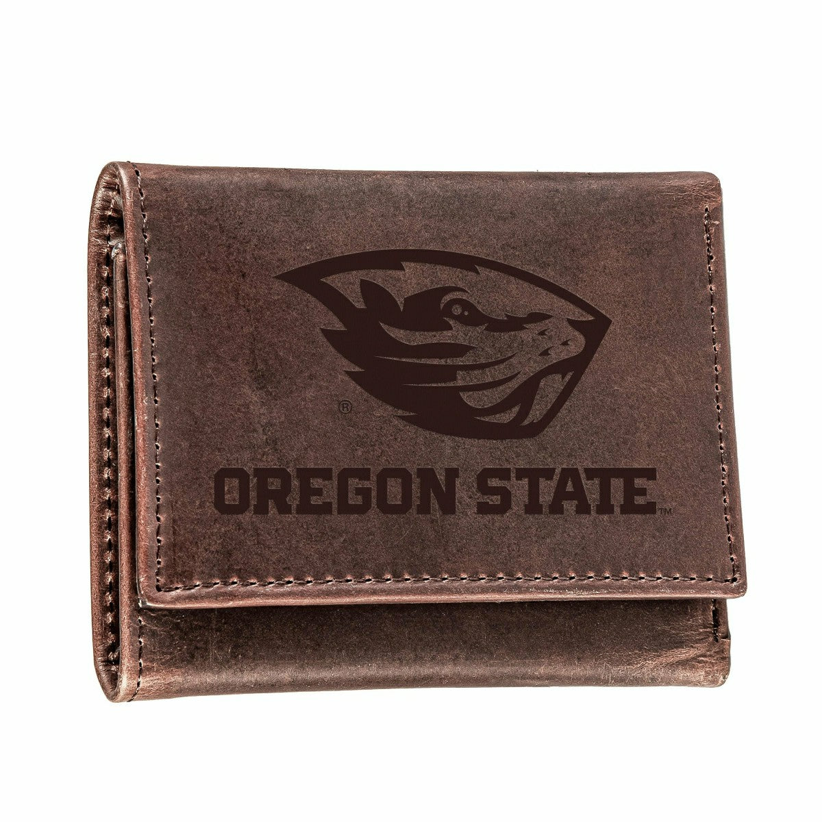Oregon State University, Tri-Fold Wallet, Brown, CH, 100% Genuine Leat, Collegiate, Home