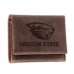 Oregon State University, Tri-Fold Wallet, Brown, CH, 100% Genuine Leat, Collegiate, Home