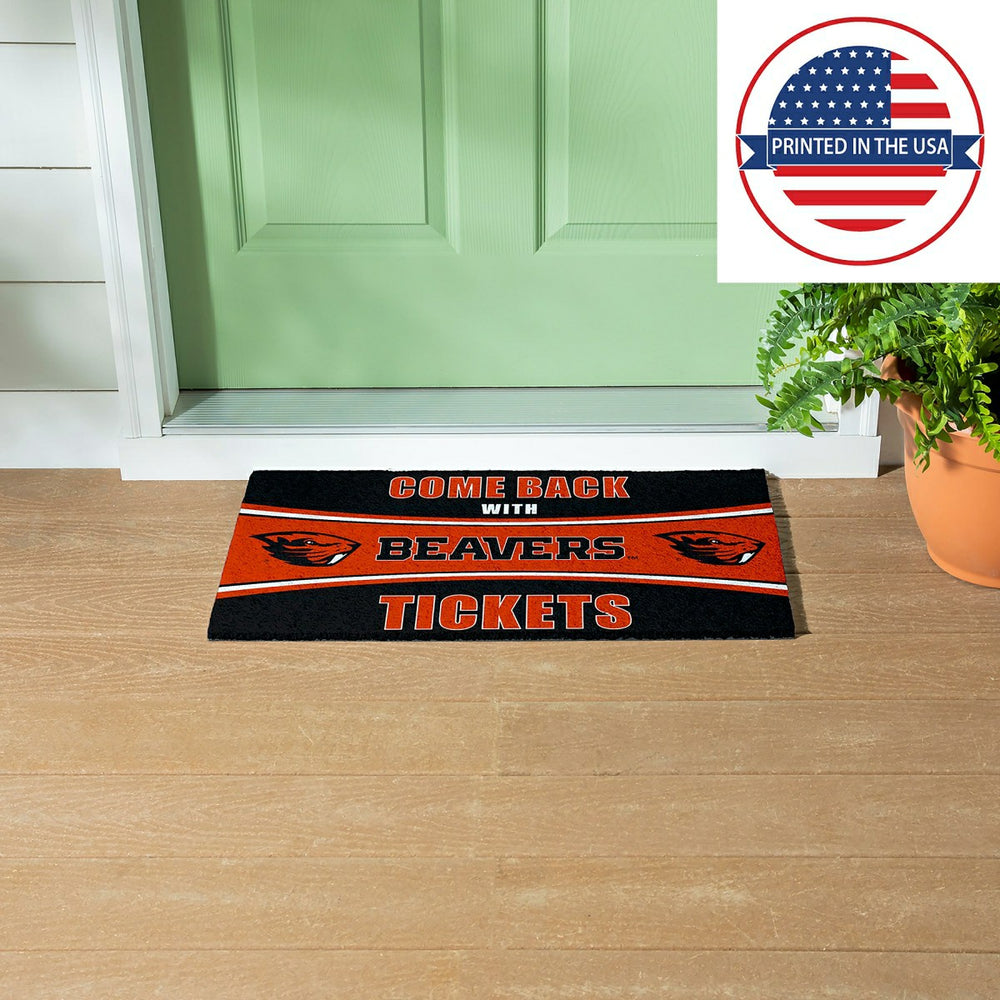 28" x 16" PVC Trapper Mat, Come Back with Tickets, Oregon State Univer, Collegiate