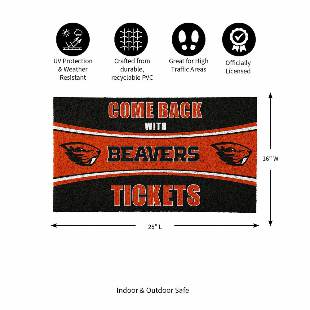 28" x 16" PVC Trapper Mat, Come Back with Tickets, Oregon State Univer, Collegiate