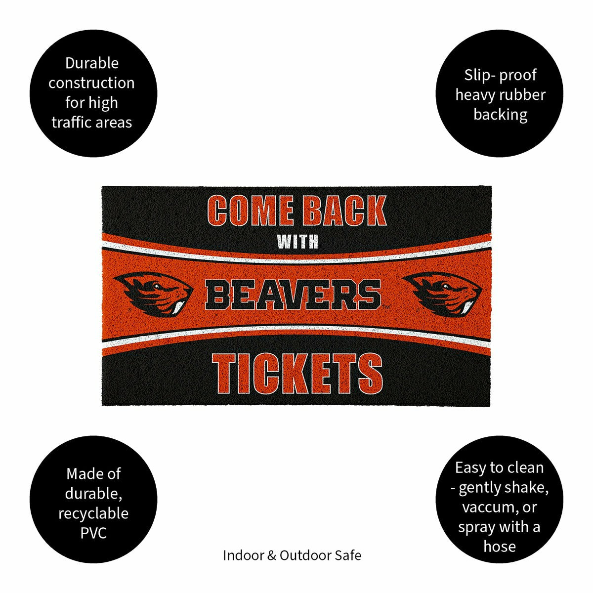 28" x 16" PVC Trapper Mat, Come Back with Tickets, Oregon State Univer, Collegiate