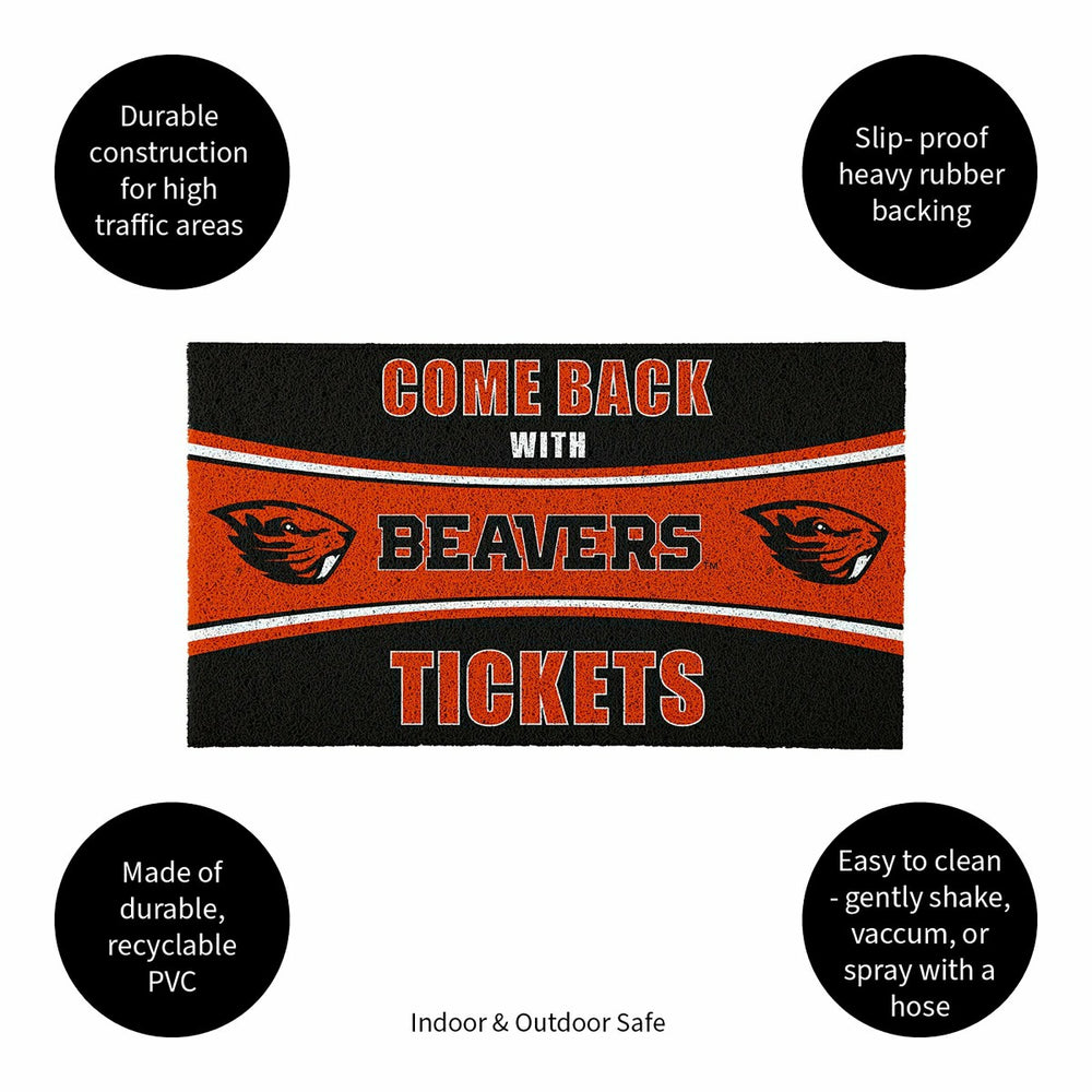 28" x 16" PVC Trapper Mat, Come Back with Tickets, Oregon State Univer, Collegiate
