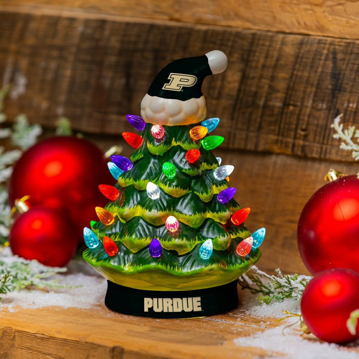 Purdue University 8" LED Ceramic Christmas Tree, Collegiate, Home