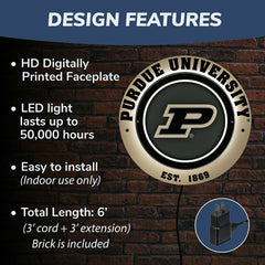 Purdue University, Metal Lite, Round, Collegiate