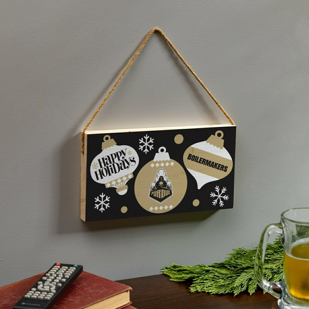 Purdue University Holiday Wood Wall Sign, 6x11, Collegiate, Home