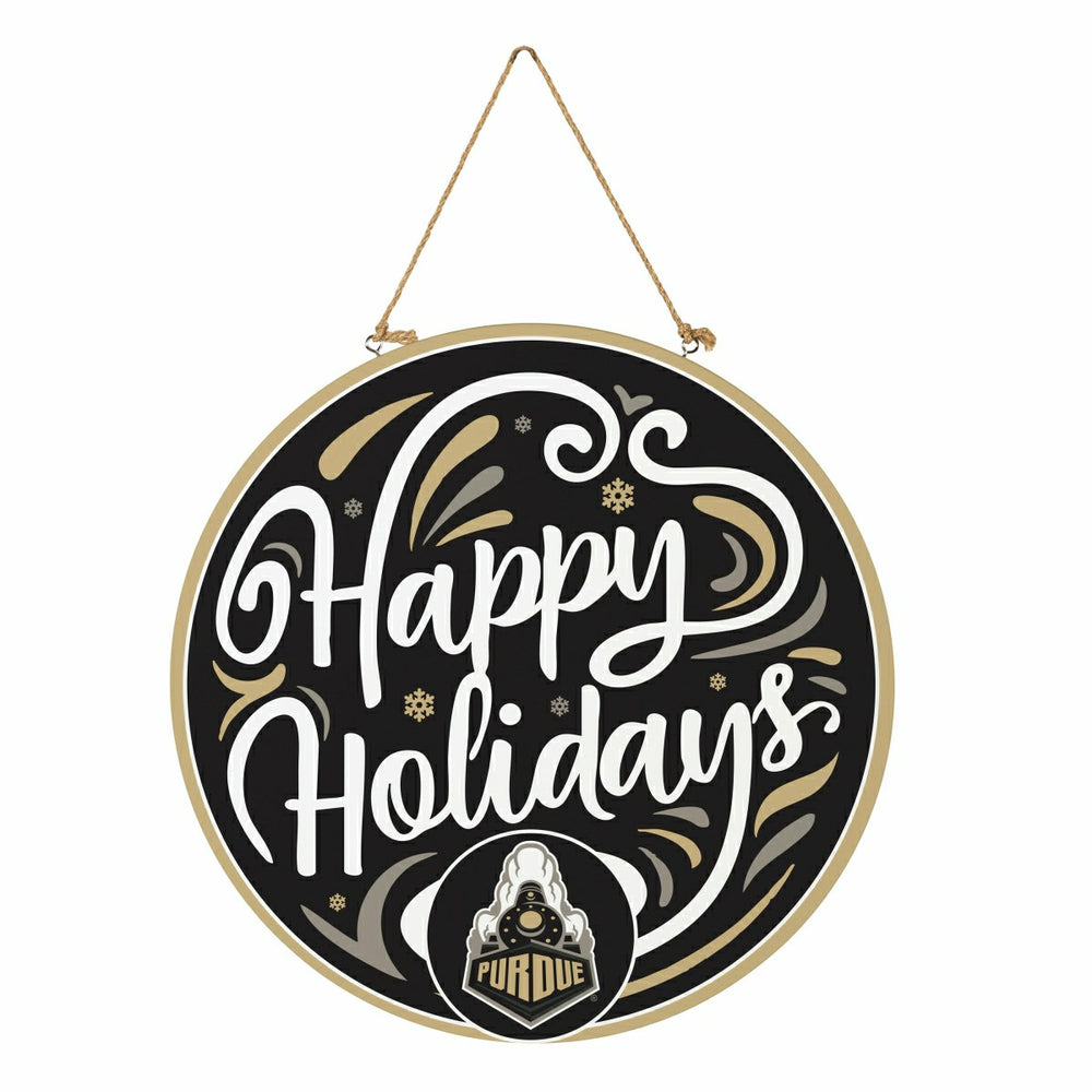 Purdue University Holiday Round Door Décor with Hanging Rope, 18x18, Collegiate, Home
