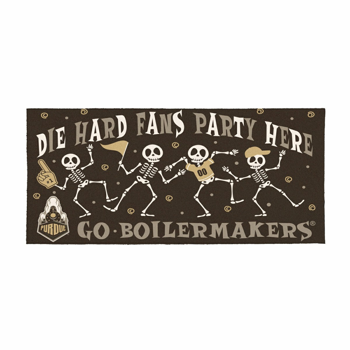 Purdue University Flocked Coir Halloween Sassafras Switch Mat, 22"x10", Collegiate