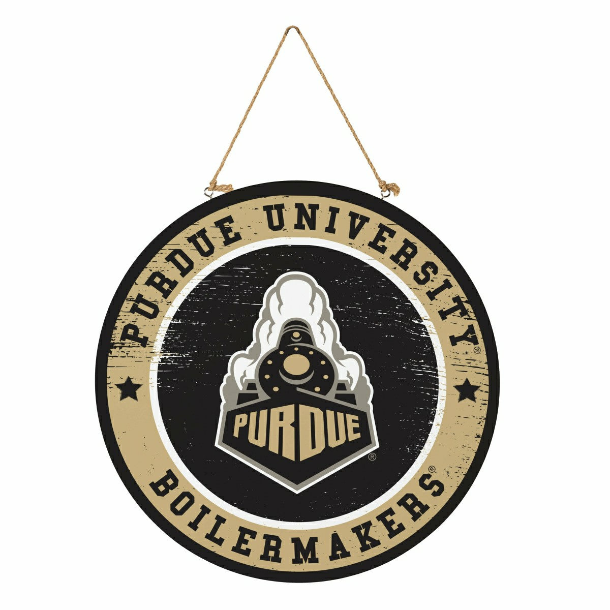 Purdue University Round Door Décor with Hanging Rope, 18x18, Collegiate, Home