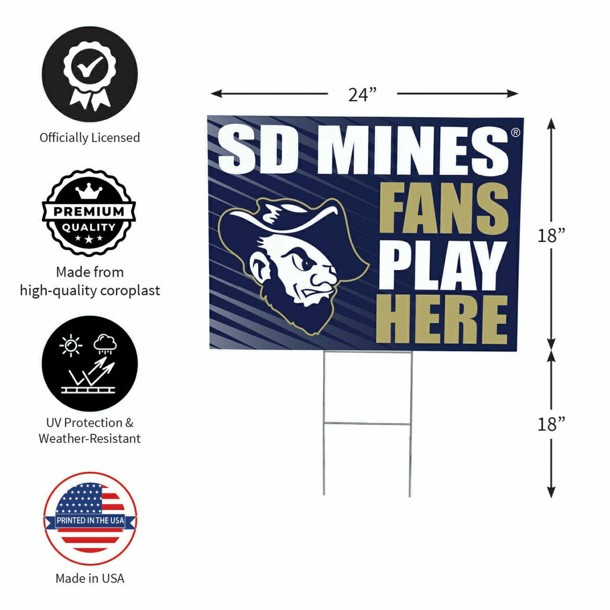 South Dakota School of Mines & Technology Coroplast Yard Sign "Fans Pl, Collegiate, Home