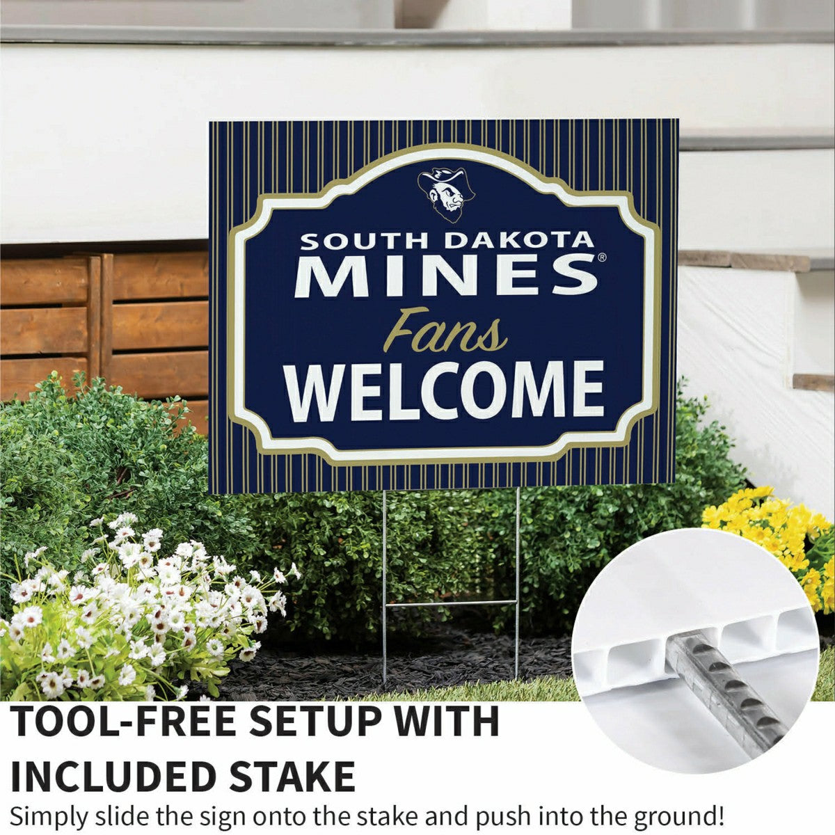 South Dakota School of Mines & Technology Coroplast Yard Sign, "Fans W, Collegiate, Home