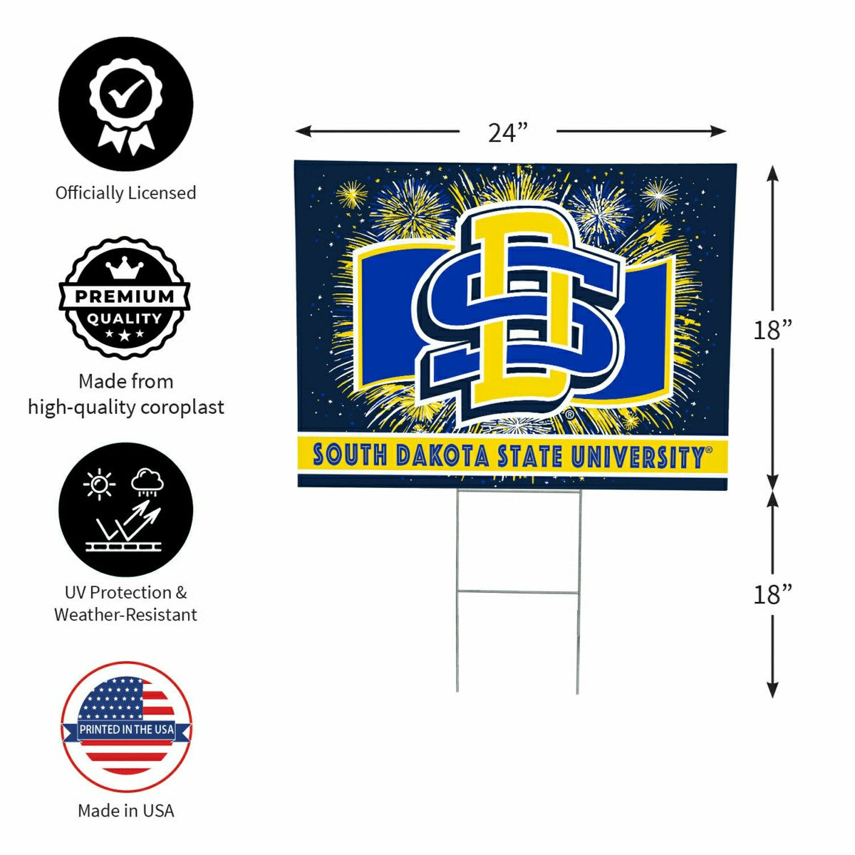 South Dakota State University Yard Sign, Patriotic, Collegiate, Home
