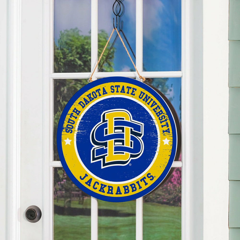 South Dakota State University Round Door Décor with Hanging Rope, 18x1, Collegiate, Home