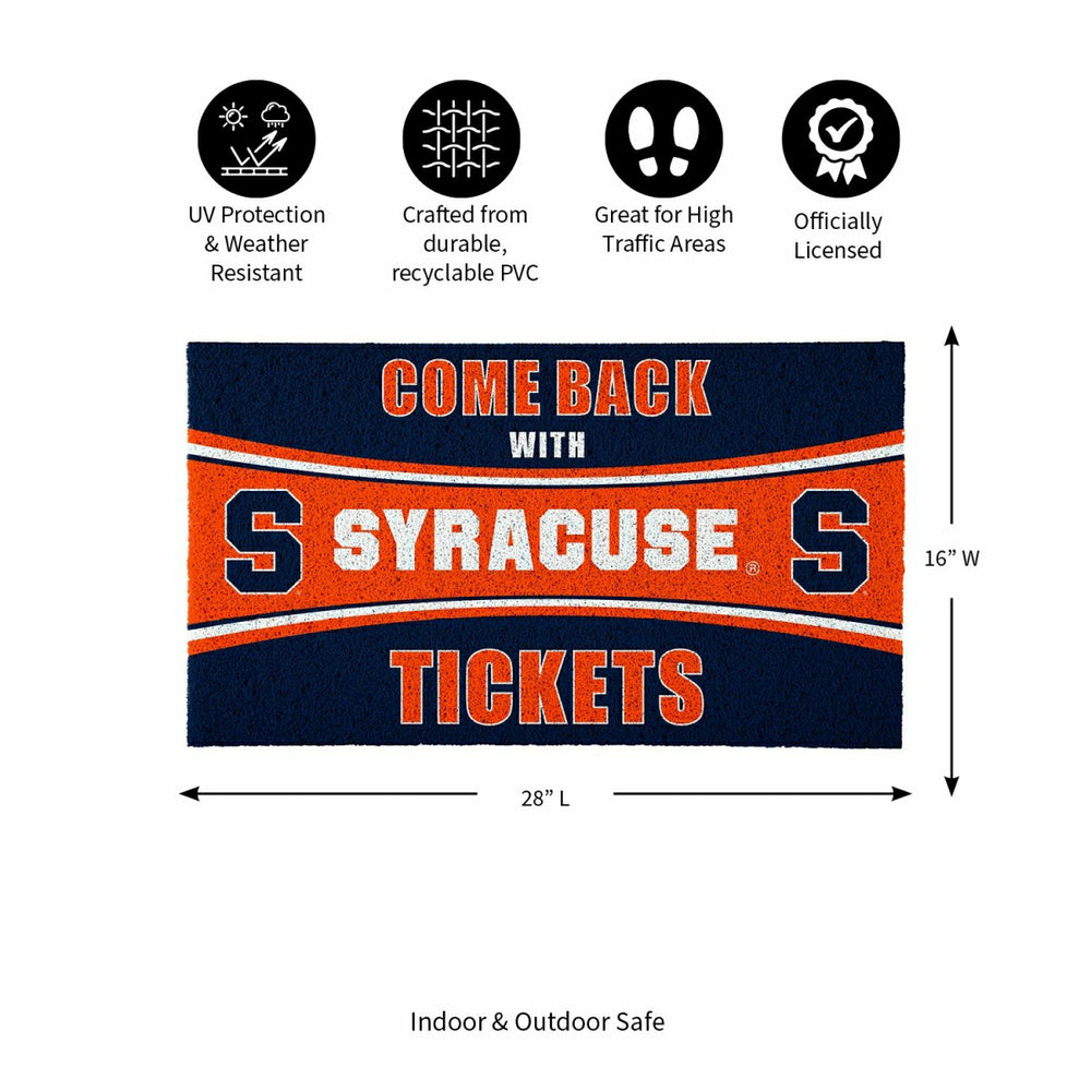 28" x 16" PVC Trapper Mat, Come Back with Tickets, Syracuse University, Collegiate