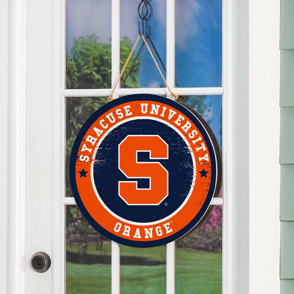 Syracuse University Round Door Décor with Hanging Rope, 18x18, Collegiate, Home