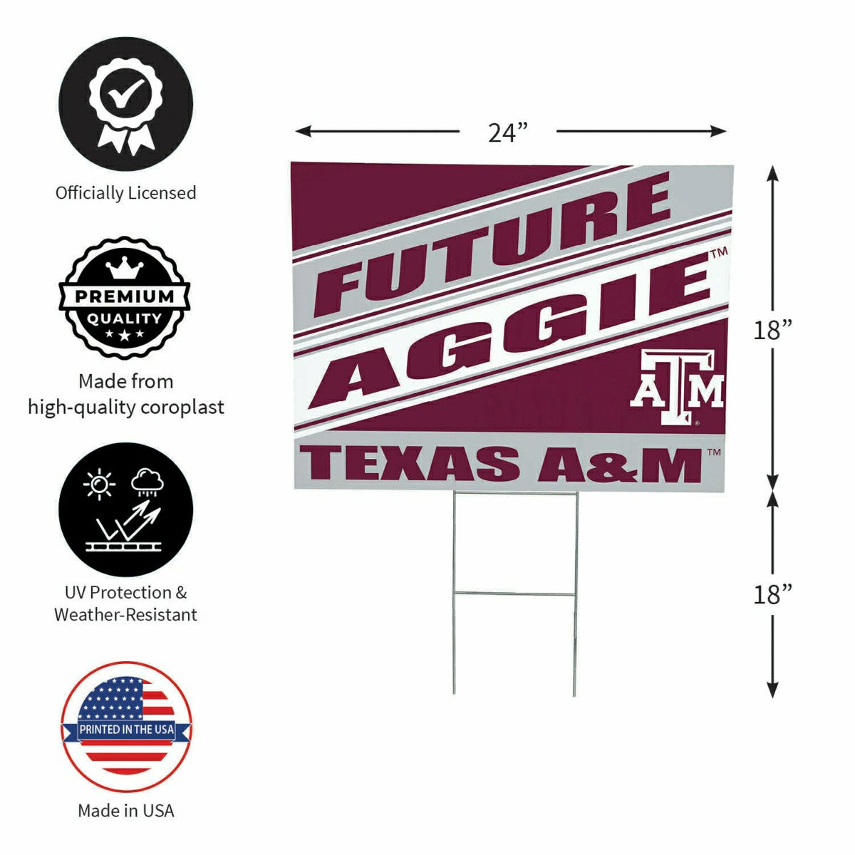Texas A&M Coroplast Yard Sign, Future Student, Collegiate, Home
