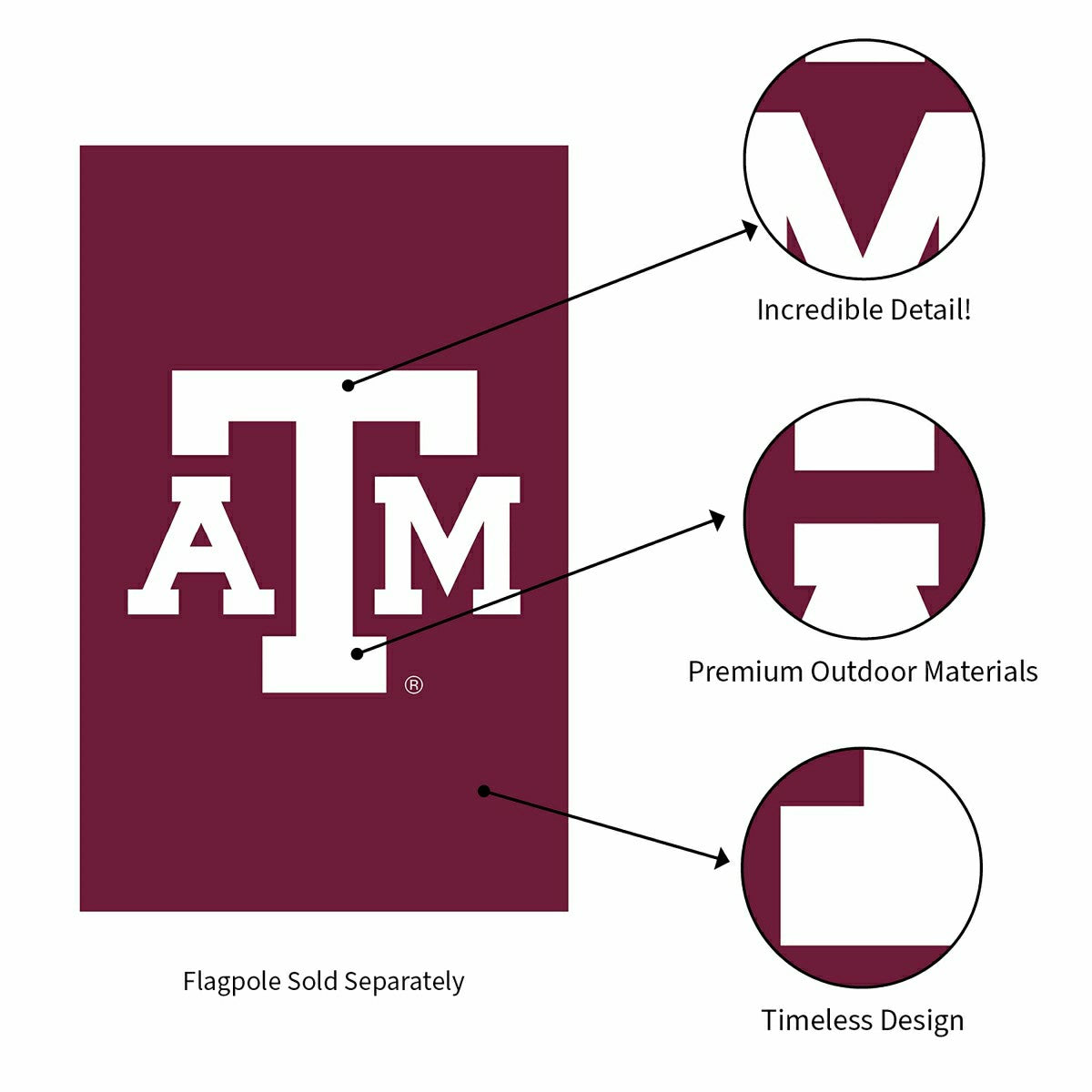 Applique Flag, Reg, Texas A&M, Collegiate, Home