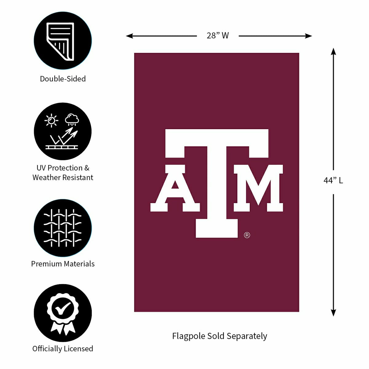 Applique Flag, Reg, Texas A&M, Collegiate, Home