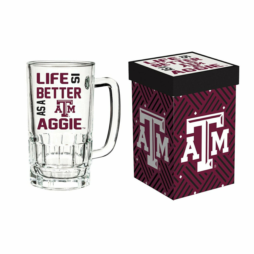 Glass Tankard Cup, with Gift Box, Texas A&M, Collegiate, Home