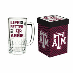 Glass Tankard Cup, with Gift Box, Texas A&M, Collegiate, Home