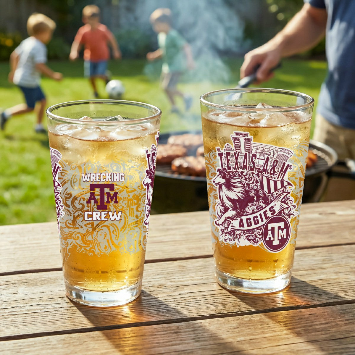Texas A&M 16oz Glass pint, Set of 2, Collegiate, Home