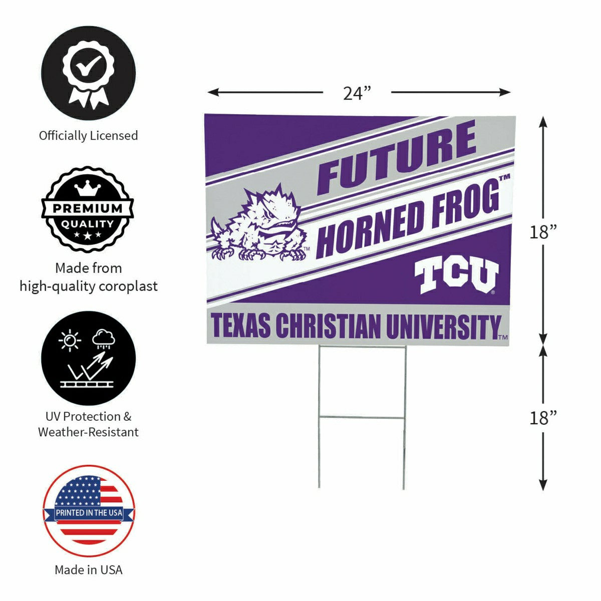 Texas Christian University Coroplast Yard Sign, Future Student, Collegiate, Home