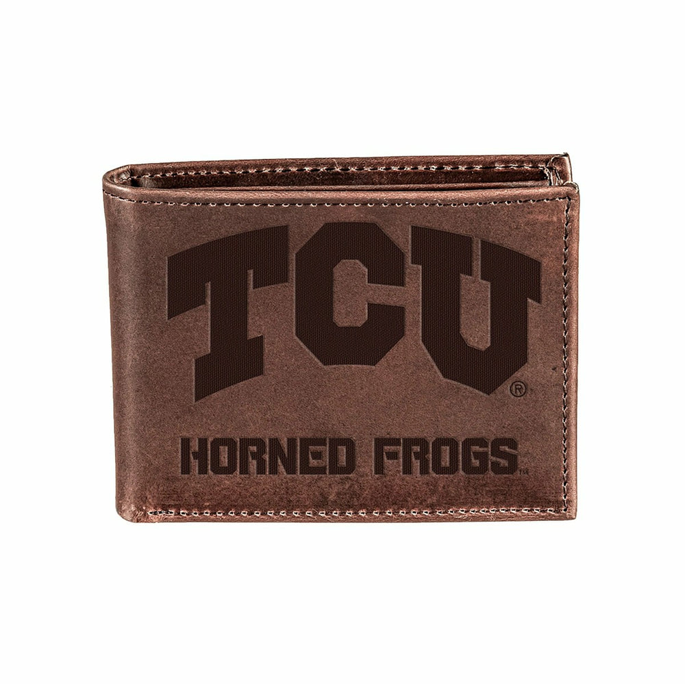 TCU, Bi-Fold Wallet, Brown, CH, 100% Genuine Leather, Collegiate, Home