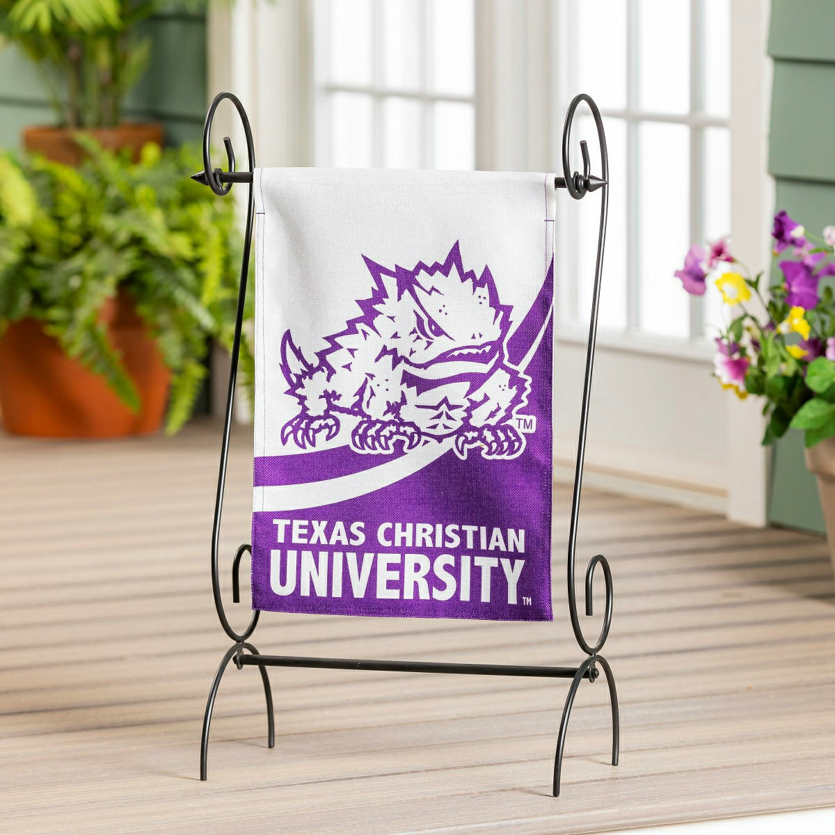 Texas Christian University Burlap Flag GDN Size, Collegiate, Home