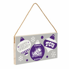 Texas Christian University Holiday Wood Wall Sign, 6x11, Collegiate, Home