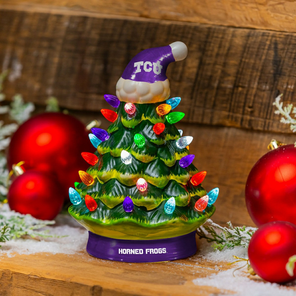 Texas Christian University 8" LED Ceramic Christmas Tree, Collegiate, Home