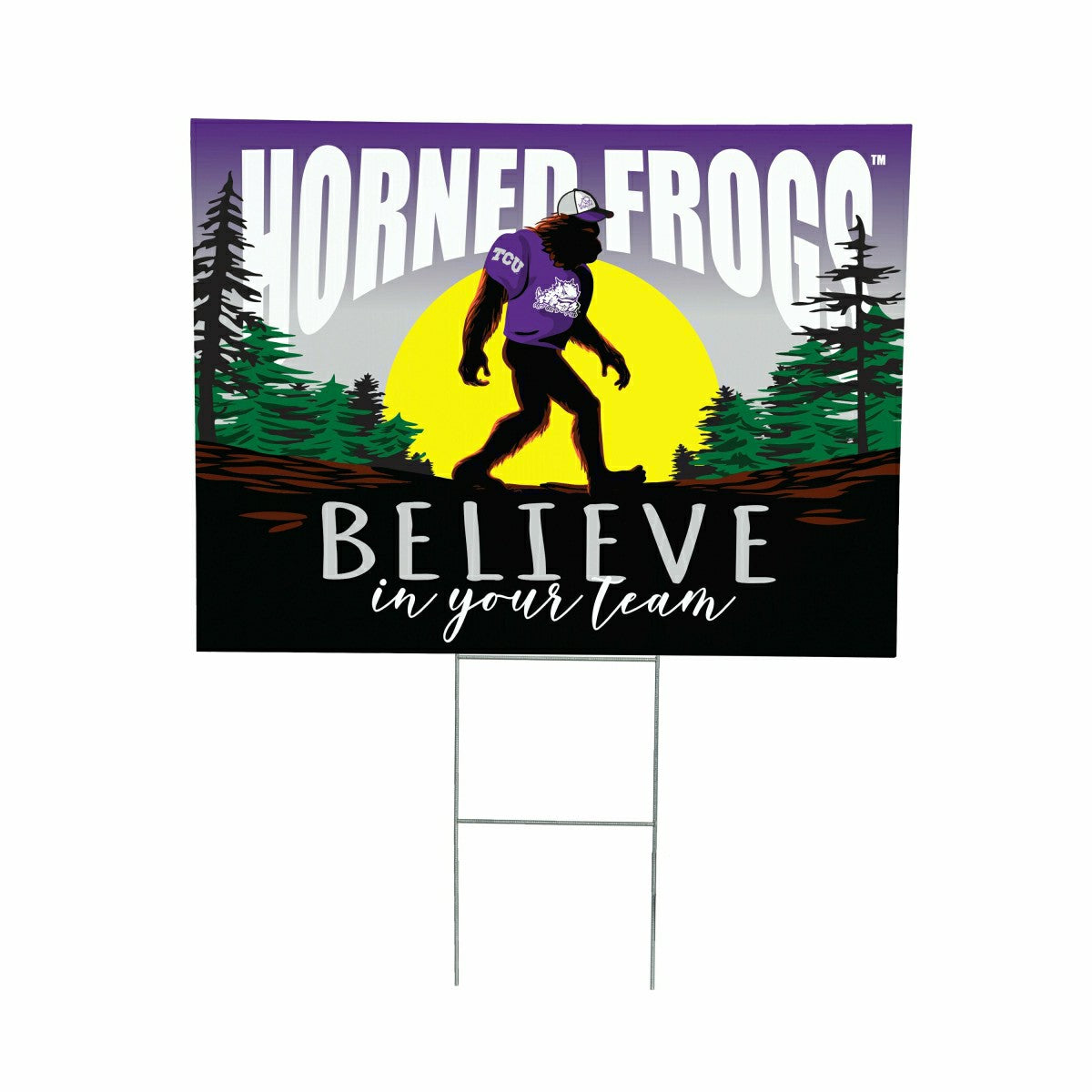 Texas Christian University Yard Sign, Bigfoot, Collegiate, Home