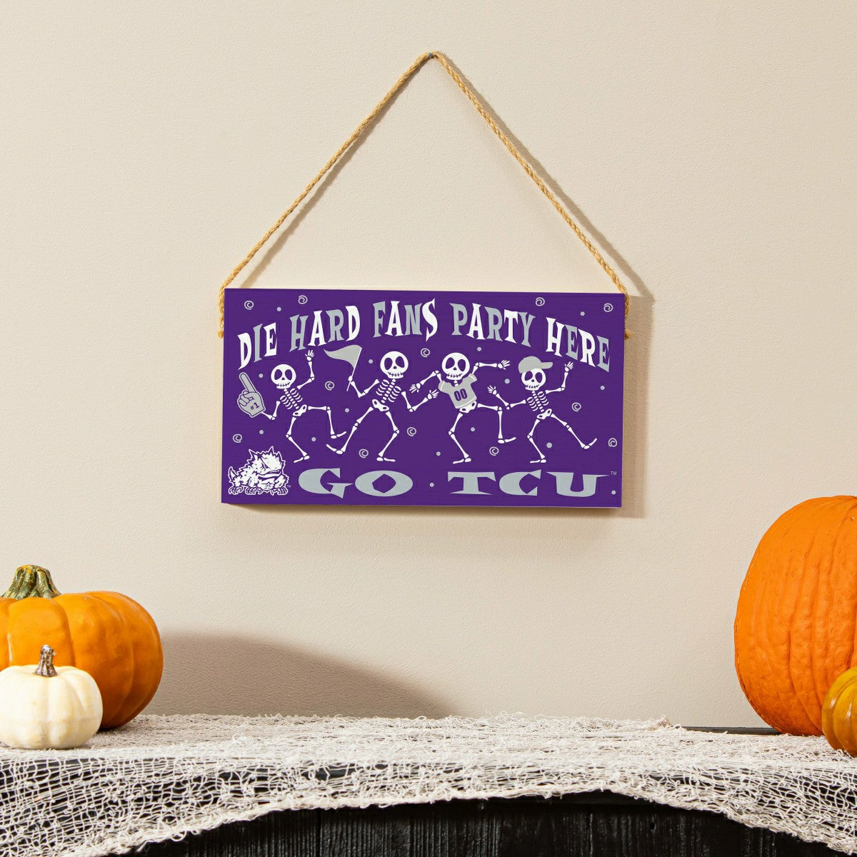 Texas Christian University Halloween Wood Wall Sign, 6x11, Collegiate, Home