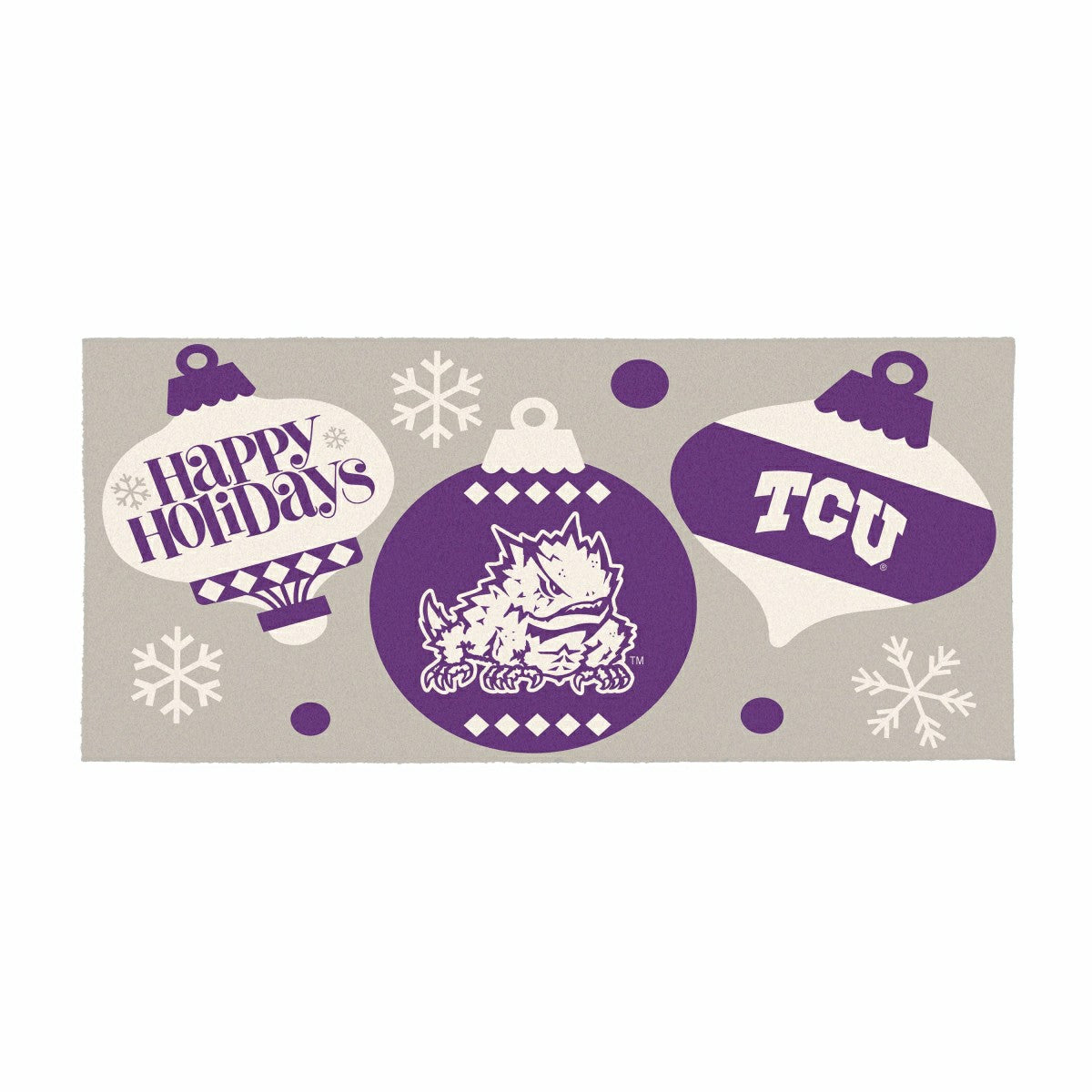Texas Christian University Holiday Flocked Coir Sassafras Switch Mat, , Collegiate