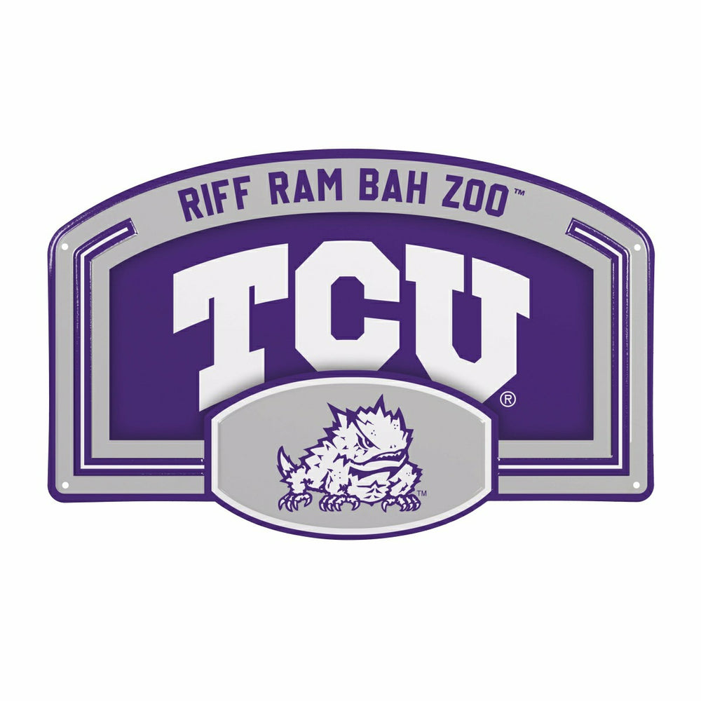 Texas Christian University USA Embossed Steel Wall Sign, 11" x 17", Collegiate, Home