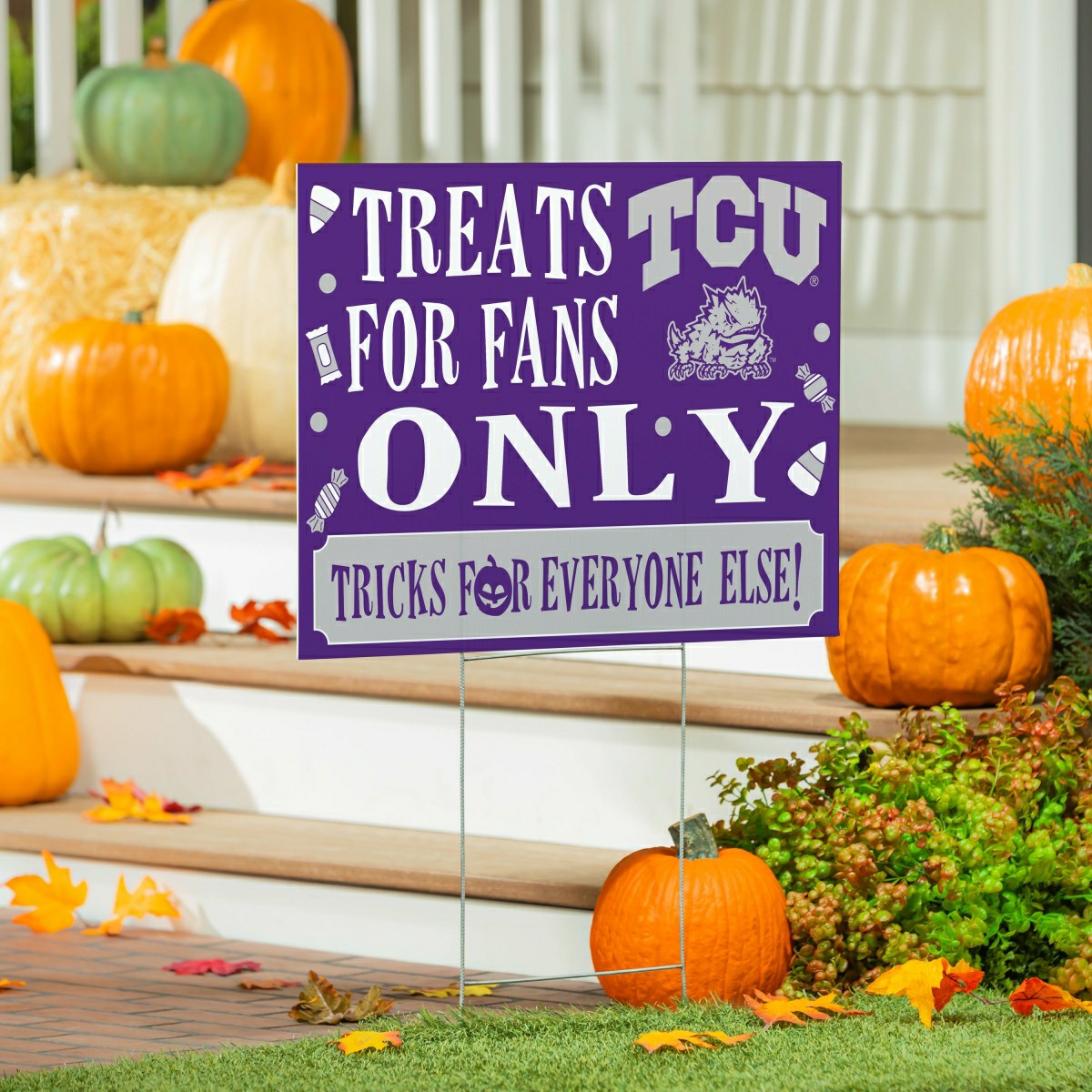 Texas Christian University Yard Sign, Halloween Treats for Fans, Collegiate, Home