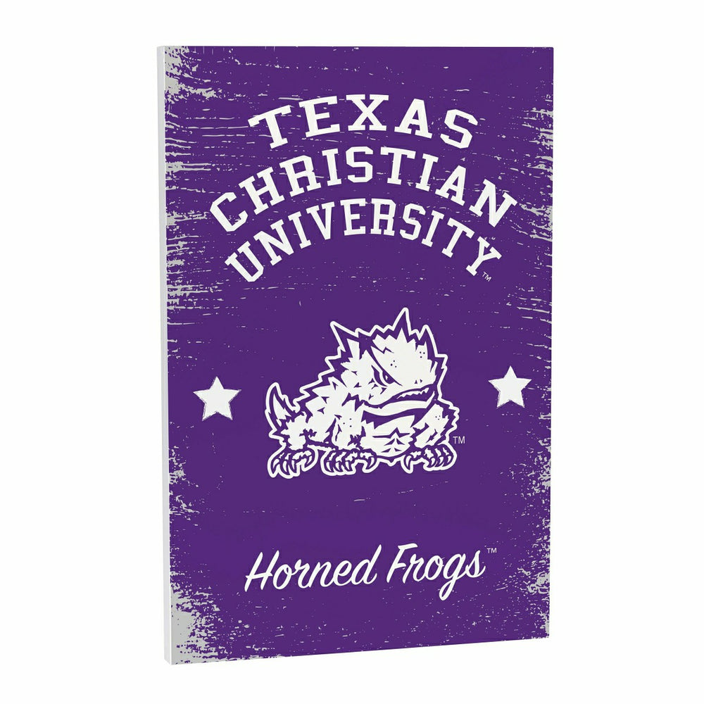 Texas Christian University Wood Wall Sign, 16x24, Collegiate, Home