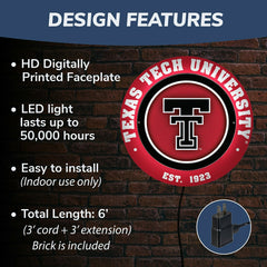 Texas Tech University, Metal Lite, Round, Collegiate