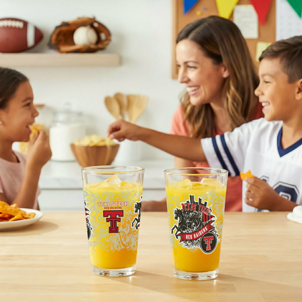 Texas Tech University 16oz Glass pint, Set of 2, Collegiate, Home