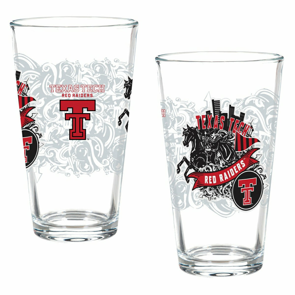 Texas Tech University 16oz Glass pint, Set of 2, Collegiate, Home