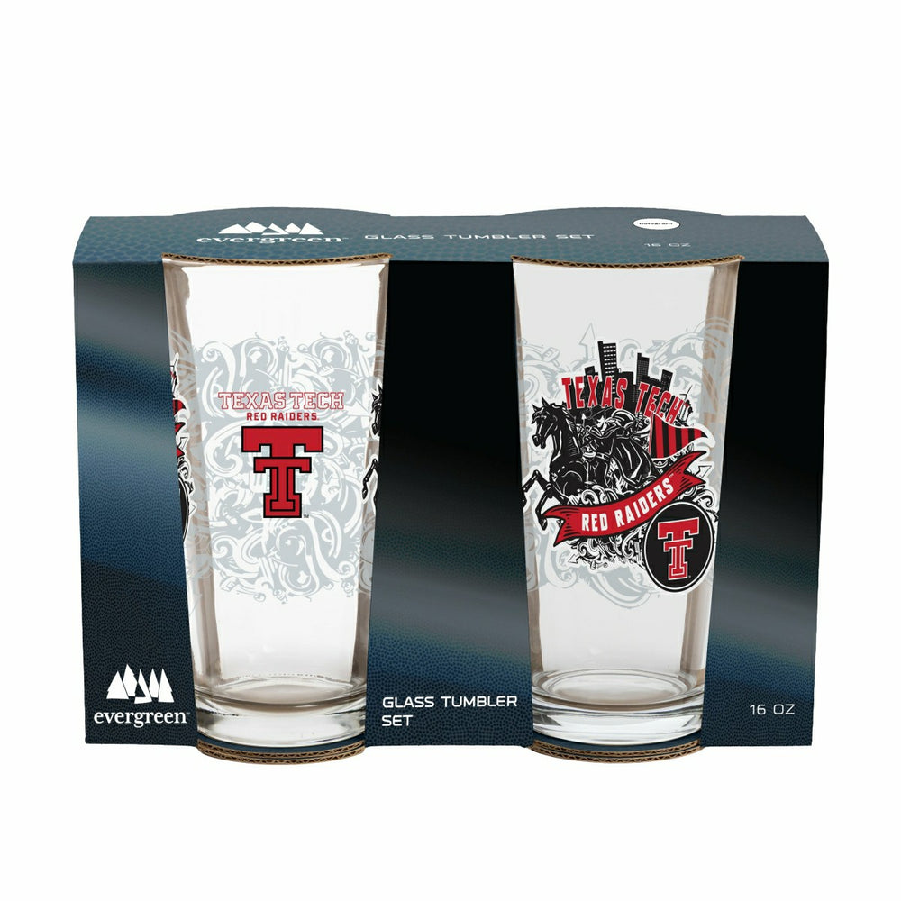 Texas Tech University 16oz Glass pint, Set of 2, Collegiate, Home