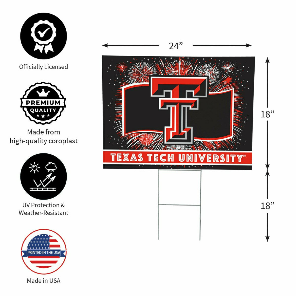 Texas Tech University Yard Sign, Patriotic, Collegiate, Home
