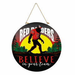 Texas Tech University Bigfoot Round Door Décor with Hanging Rope, 18x1, Collegiate, Home