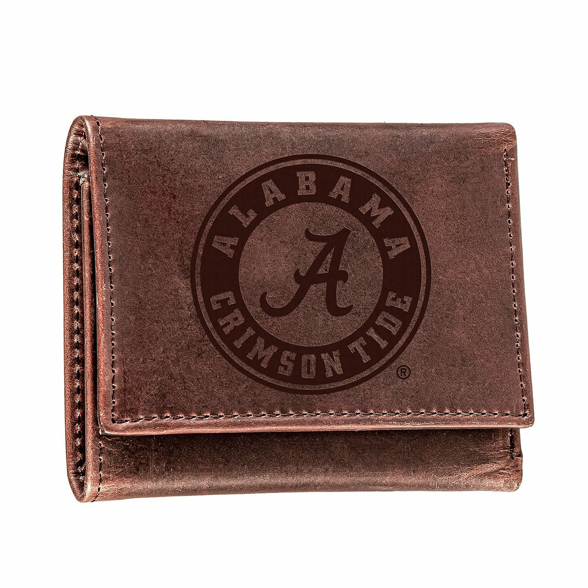 University of Alabama, Tri-Fold Wallet, Brown, CH, 100% Genuine Leathe, Collegiate, Home