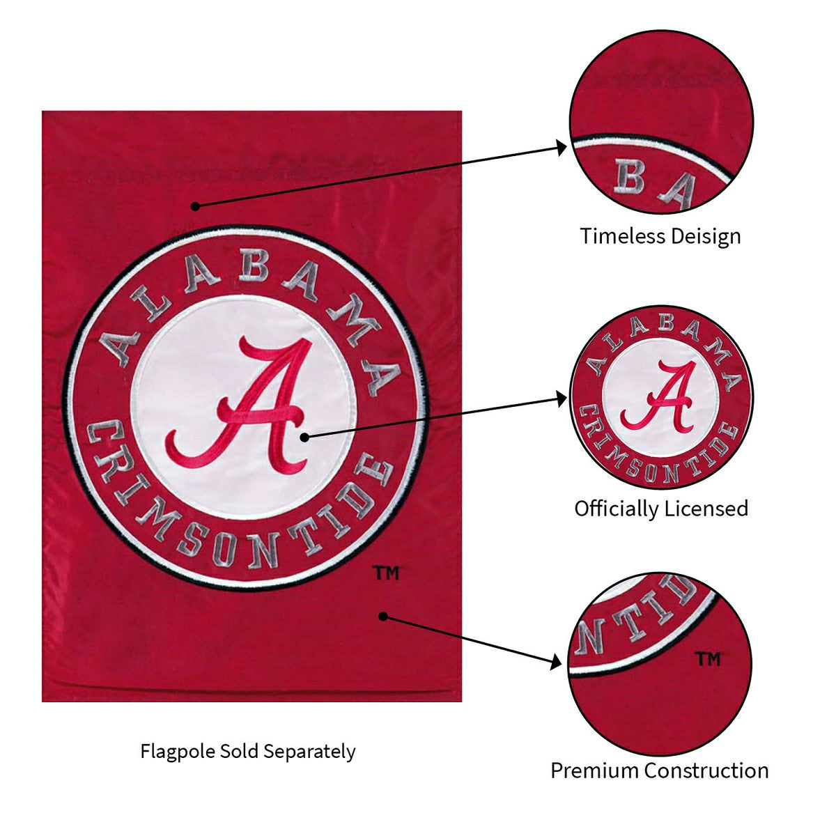 University of Alabama Crimson Tide Flag - Garden Size, Collegiate, Home