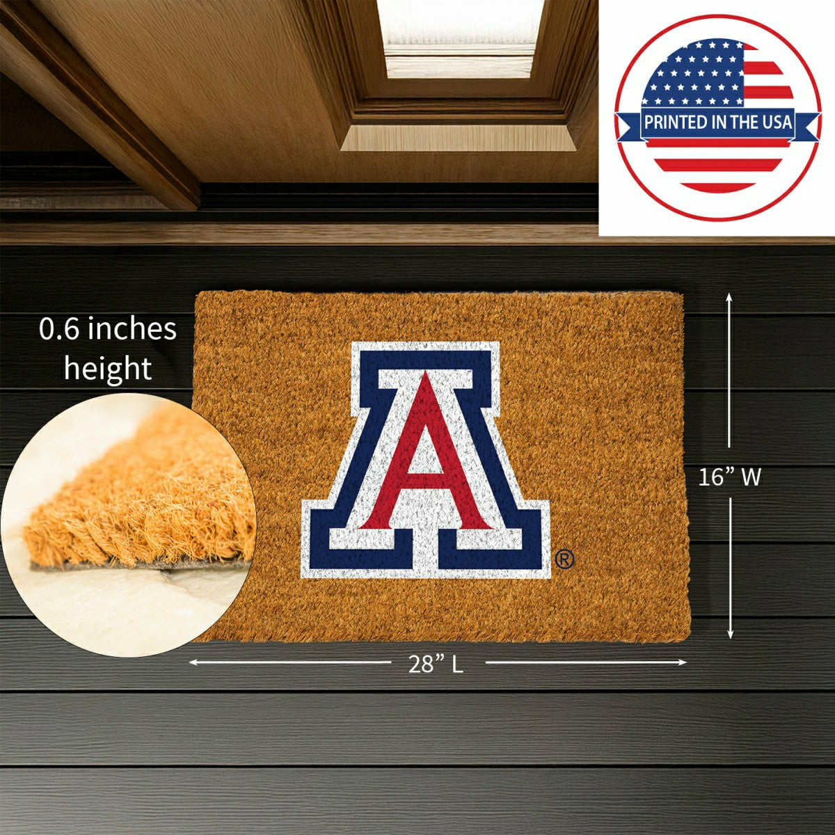 Coir Mat, 16"x28", University of Arizona, Collegiate
