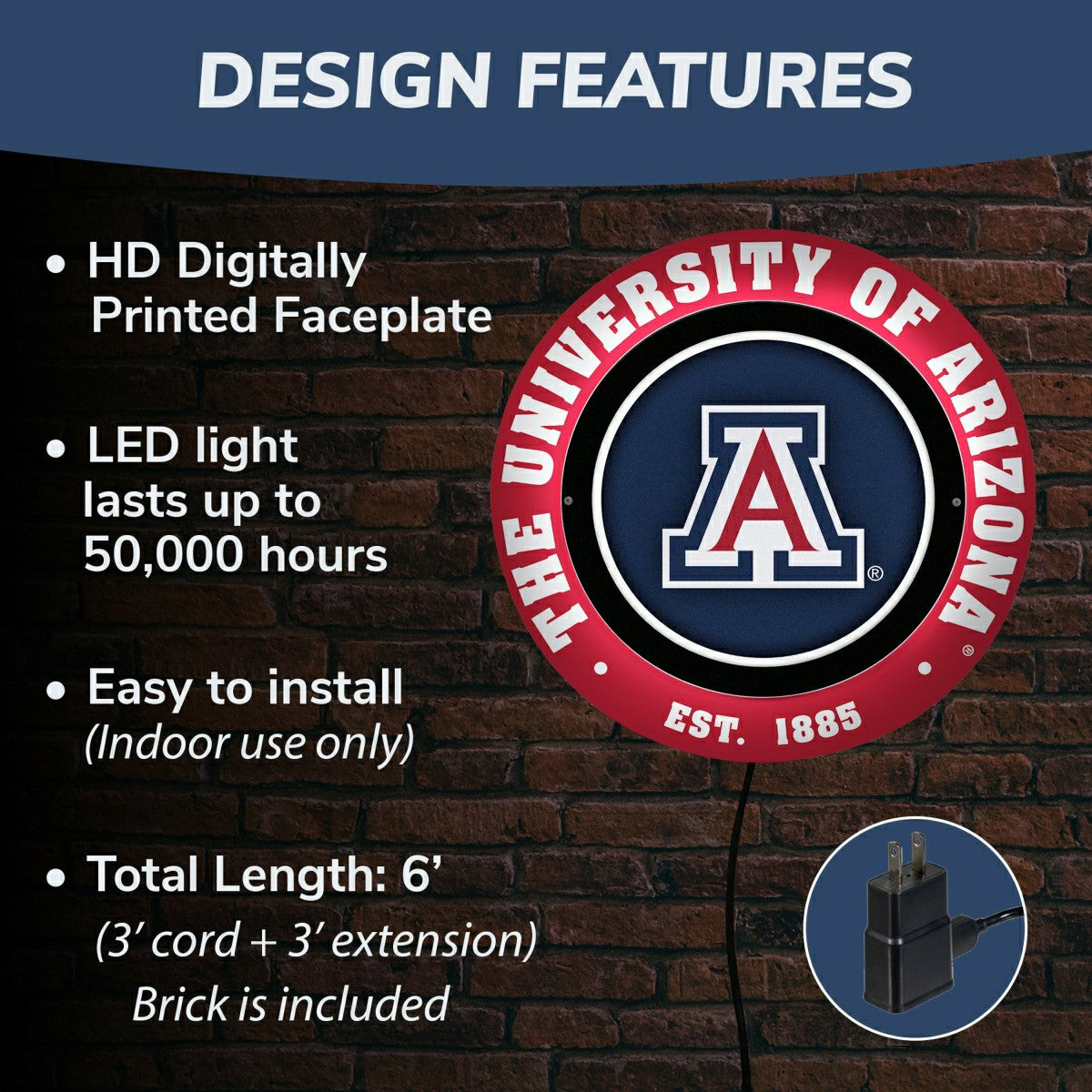 University of Arizona, Metal Lite, Round, Collegiate