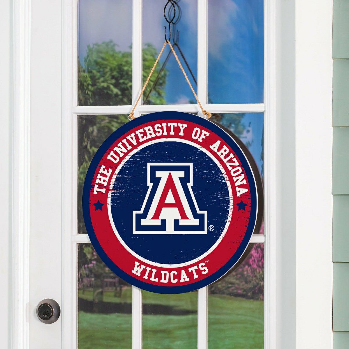 University of Arizona Round Door Décor with Hanging Rope, 18x18, Collegiate, Home